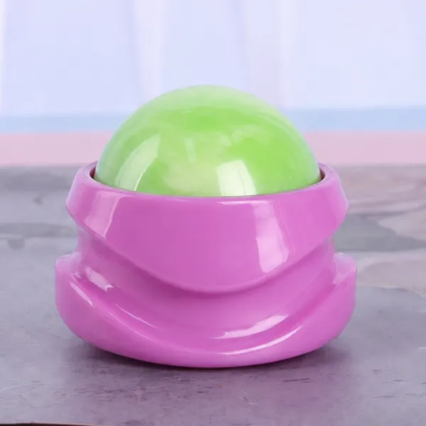 Handheld Massage Roller Ball Green with Pink Base