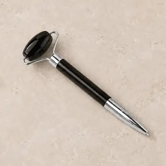 Resin Face Roller Pen Black with Silver Bracket
