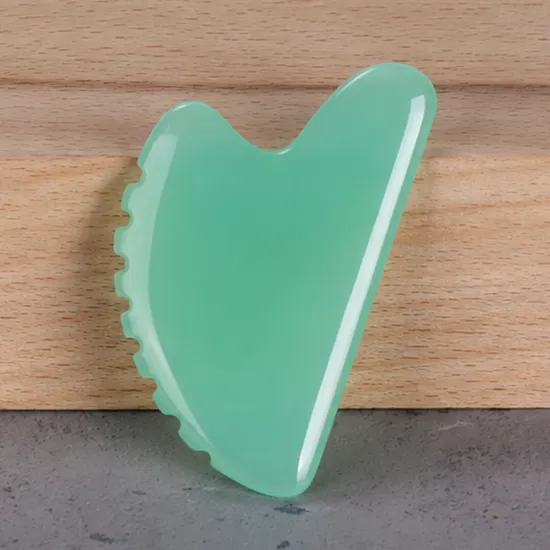 Scalloped Edge Resin Gua Sha Green