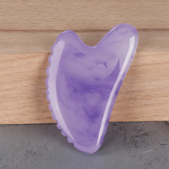 Scalloped Edge Resin Gua Sha Marble Purple