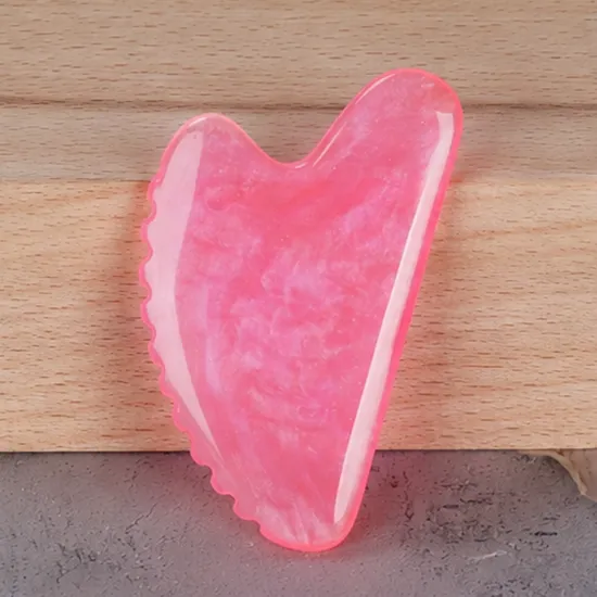 Scalloped Edge Resin Gua Sha Rose Pink