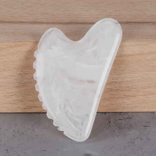 Scalloped Edge Resin Gua Sha White